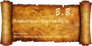 Bamberger Barnabás névjegykártya